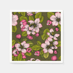 Guardanapo De Papel Flor de maçã em verde-escuro