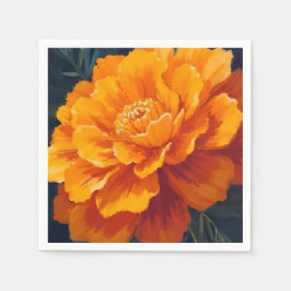 Guardanapo De Papel Flor de Marigold | Pintura Floral em Aquarela