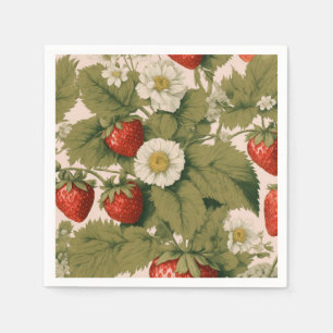 Guardanapo De Papel Flor de Morango: Papel Impresso Floral Napkin