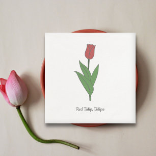 Guardanapo De Papel Flor de Pastel Vermelho Botânico