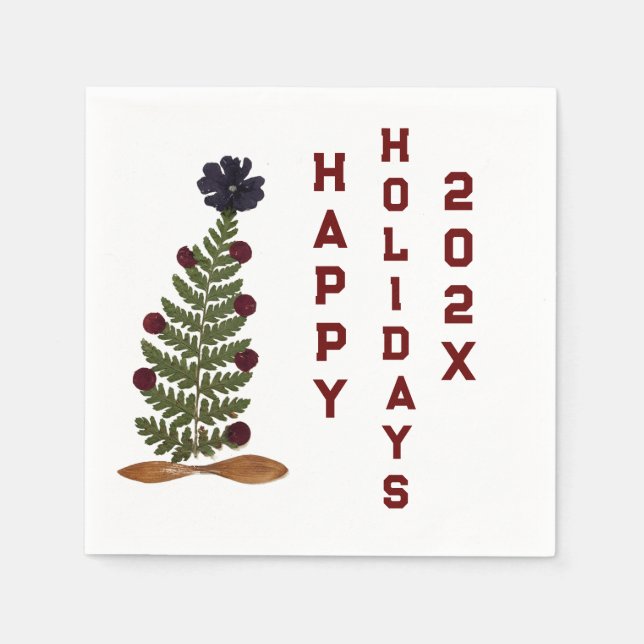 Guardanapo De Papel Flor de prensas secas, árvore de Natal (Frente)