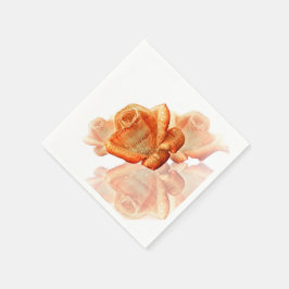 Guardanapo De Papel Flor de Rosa de Coral com Música em Folha
