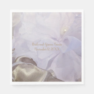 Guardanapo De Papel Flor de Seda Branca com Pérola