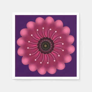 Guardanapo De Papel Flor Fantasia Rosa Brilhante Floral Neon Abstrat
