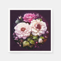 Flor Floral de Cores Aquáticas, Rosa e Flores Púrp