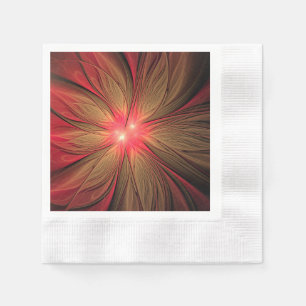 Guardanapo De Papel Flor fractal de fanfarrão vermelho