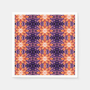 Guardanapo De Papel Flor Laranja Roxo e Branco