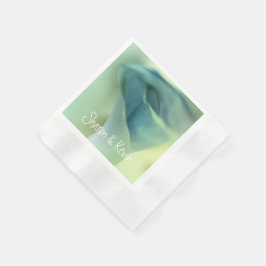 Guardanapo De Papel Flor Romântica em Tons Azuis - Casamento