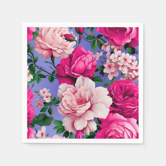 Guardanapo De Papel Flor Rosa Rosa Rosa Grande (Frente)