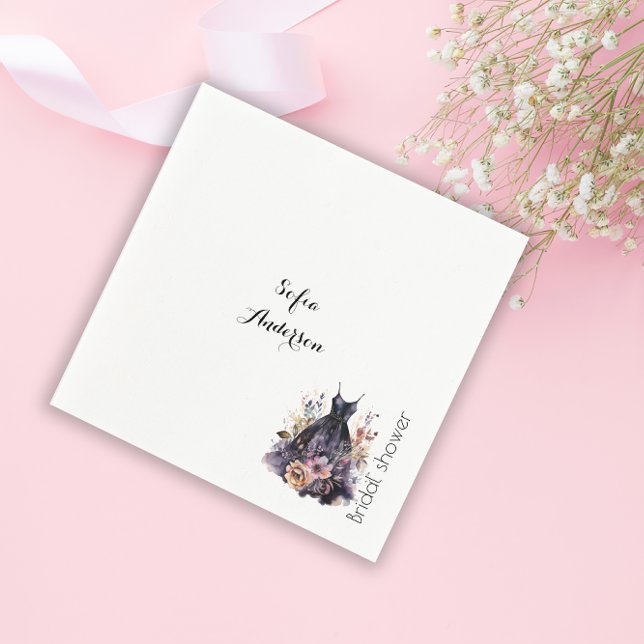 Guardanapo De Papel Flor roxa de vestido preto (Criador carregado)