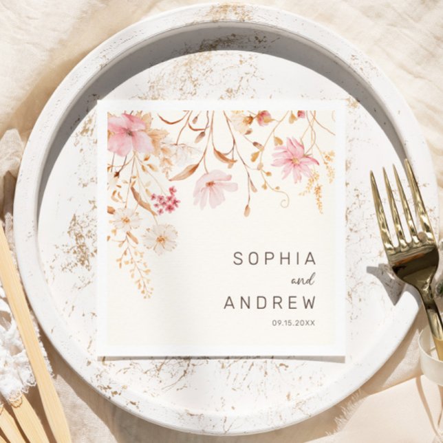 Guardanapo De Papel Flor Selvagem Moderna | Casamento de Jardim Botâni (Criador carregado)
