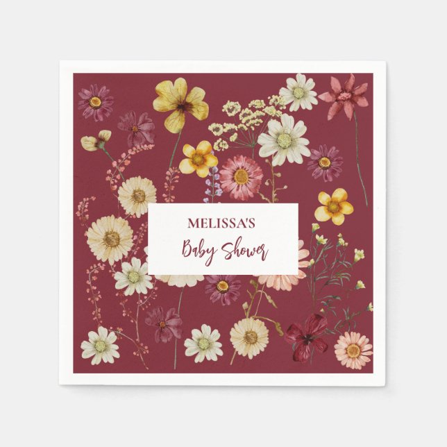 Guardanapo De Papel Flor silvestre de boho russo (Frente)