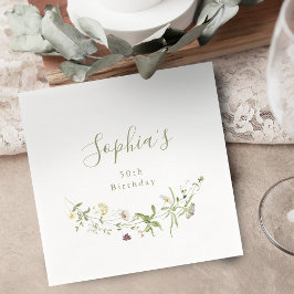 Guardanapo De Papel Flor Silvestre em Verde Salvia Rústico Boho Aniver