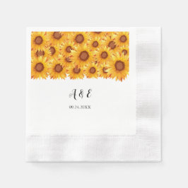 Guardanapo De Papel Florais de Girassol Elegante Casando Napkins