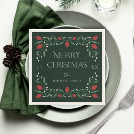 Guardanapo De Papel Florais de Natal Clássicos Personalizados Napkins