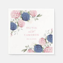 Guardanapo De Papel Florais Elegantes Rosa Azul Hidrangea Casamento