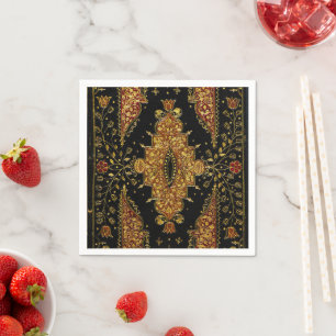 Guardanapo De Papel Florais Preto e Dourado Caídos