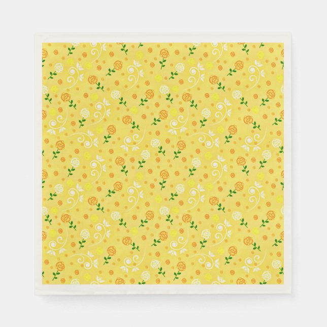 Guardanapo De Papel Floral amarelo de primavera (Frente)