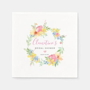 Guardanapo De Papel Floral Aquática Rosa Amarelo Rústico
