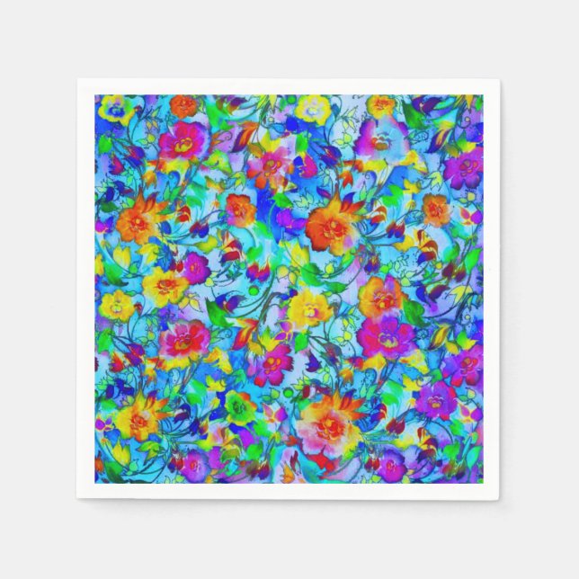 Guardanapo De Papel Floral azul brilhante (Frente)