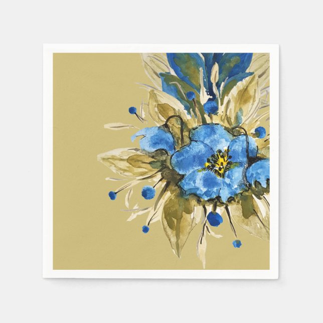 Guardanapo De Papel Floral Azul Country Moderno  (Frente)