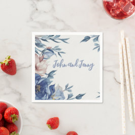 Guardanapo De Papel Floral Azul de Cor de Água Suave