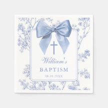 Floral Batismo Cristã Vintage Azul Laço