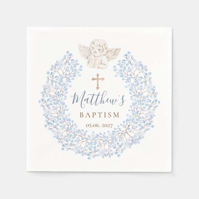 Guardanapo De Papel Floral Blue Baby Angel Cross (Frente)