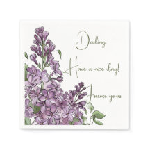 Guardanapo de papel floral botânico lilás roxo ele