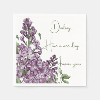 Guardanapo de papel floral botânico lilás roxo ele