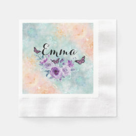 Guardanapo De Papel Floral bouquet purple garden