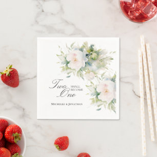 Guardanapo De Papel Floral Branco Elegante Dois Torna-Se Um Casamento 