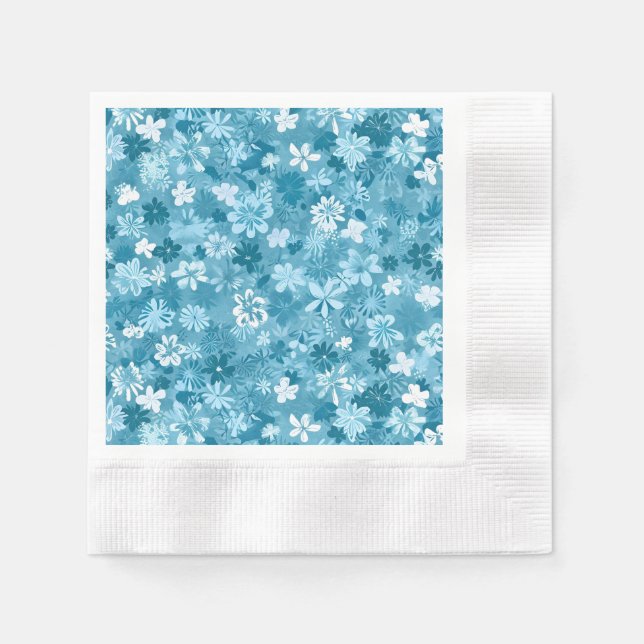 Guardanapo De Papel Floral Brisa Oceânica Turquesa Botânica (Frente)