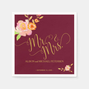 Guardanapo De Papel Floral burgundy blush casamento