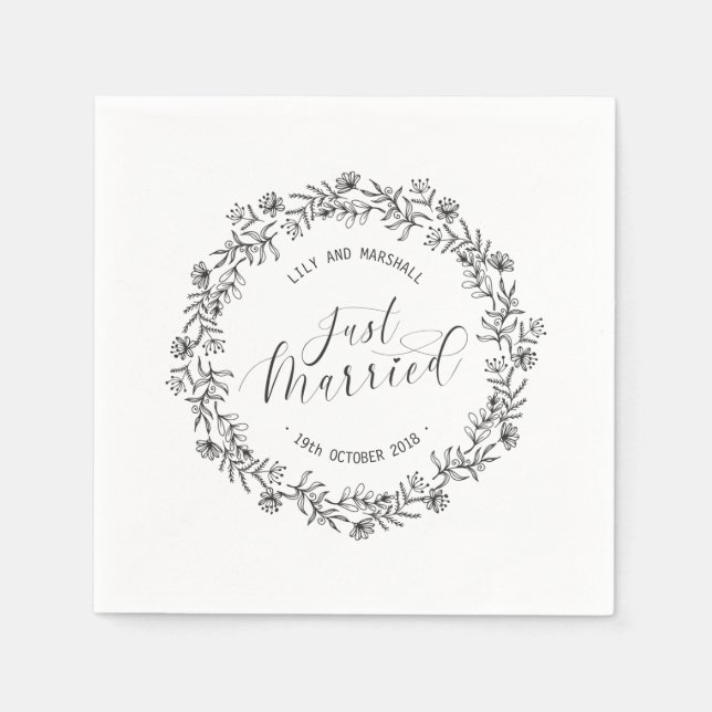 Guardanapo de Papel Floral Casamento Personalizado (Frente)