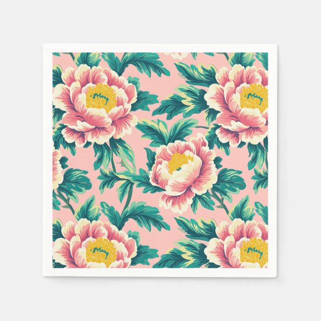 Guardanapo De Papel Floral Chinês Rosa Ousado (Frente)