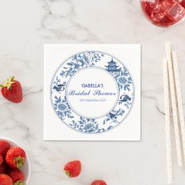 Guardanapo De Papel Floral Chinoiserie Victoriana Azul Elegante