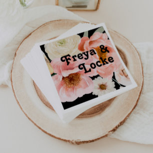 Guardanapo De Papel Floral Colorida Negrito Casamento Negro Napkins