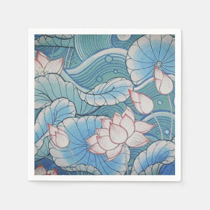 Guardanapo De Papel Floral cor-de-rosa do Chinoiserie & azul oriental