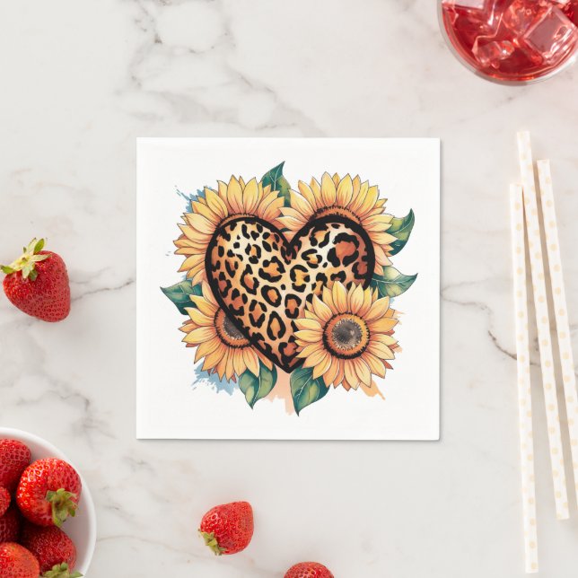 Guardanapo De Papel Floral Coração de Leopardo (Insitu)