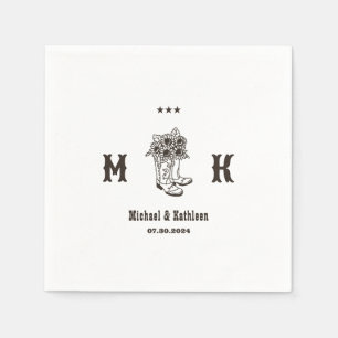 Guardanapo De Papel Floral Cowboy Boots West Country Rustic Weding