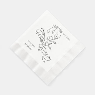 Guardanapo De Papel Floral Custom Name Personalized Elegant 