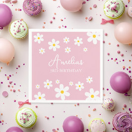 Guardanapo De Papel Floral Daisy Pink Party Napkin
