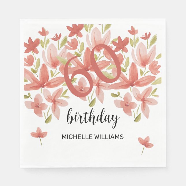 Guardanapo De Papel Floral de Aquarela de Jardim Vibrante de primavera (Frente)