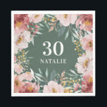 Guardanapo De Papel Floral de aquarela feminino rosa chic aniversário<br><div class="desc">Decoração de festa rosa chic aniversário floral de aquarela feminina. Tema de festa moderno elegante e lindo.</div>