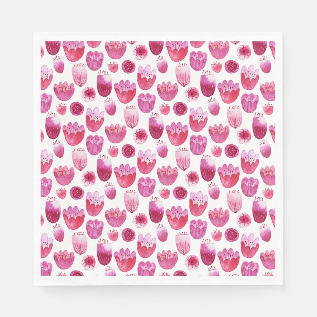 Guardanapo De Papel Floral de Aquarela Rosa (Frente)