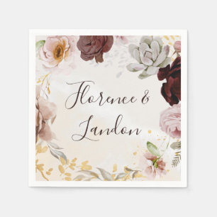 Guardanapo De Papel Floral de Blush Moderno Casamento de Watercolor