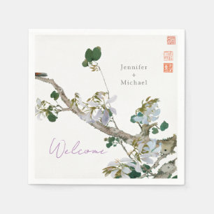 Guardanapo De Papel Floral de Caligrafia Minimalista do Casamento Casa