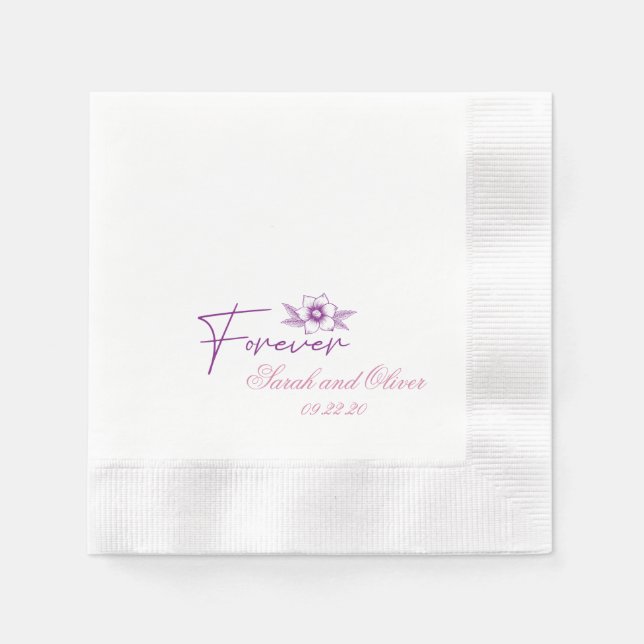 Guardanapo De Papel Floral de Casamento de Pur Roxo Especial (Frente)