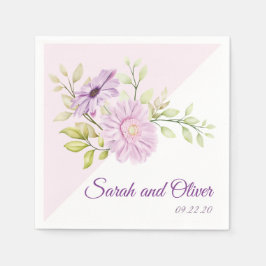 Guardanapo De Papel Floral de Casamento Roxo Elegante